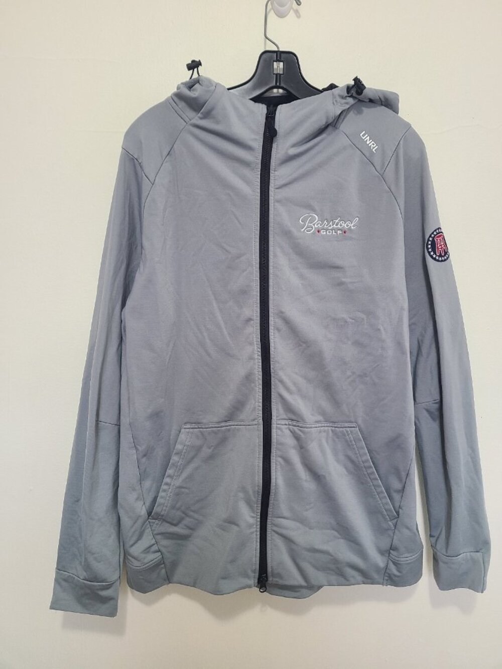 UNRL Hoodie Mens size M Gray Full Zip Fleece Barstool Golf